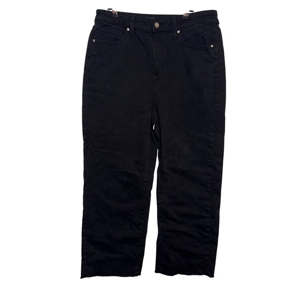 Chicos Womens High Rise Straight Leg Crop Jeans Size 10 Black Denim - Picture 1 of 7
